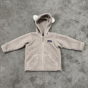 Patagonia Jacket Baby 12-18M Brown Fleece Hooded Bear Ears Toddler Zip
